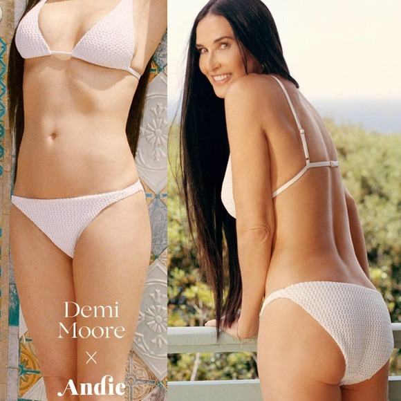 Andie Other - Andie X Demi Moore The Tropez Bikini Bottom In White Crochet Size Small New
